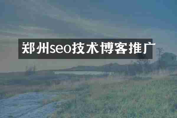 郑州seo技术博客推广