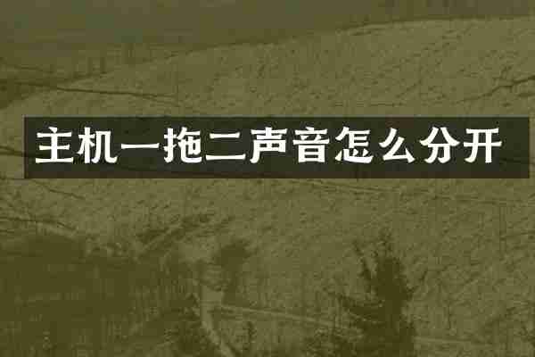 主机一拖二声音怎么分开