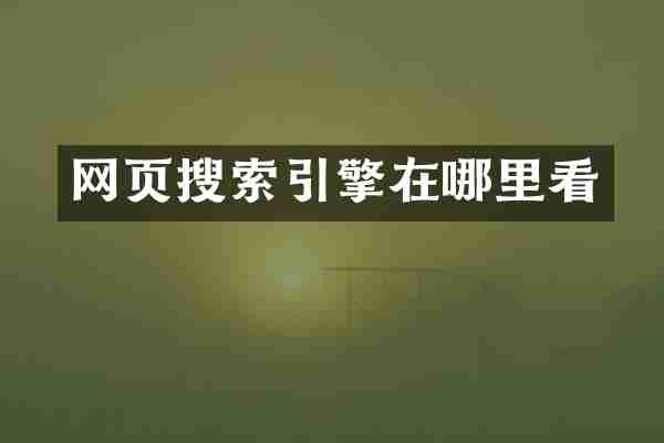 网页搜索引擎在哪里看