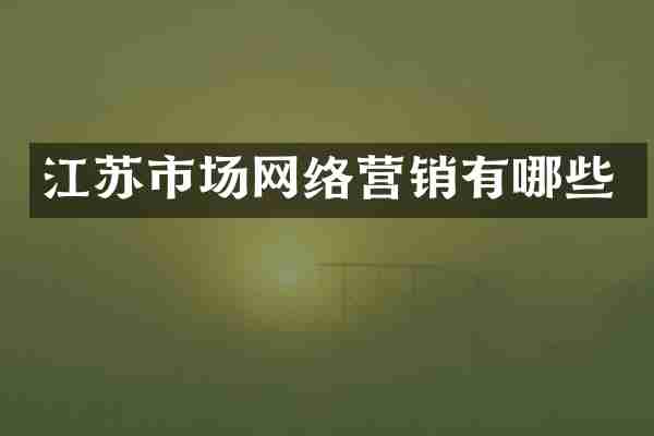 江苏市场网络营销有哪些