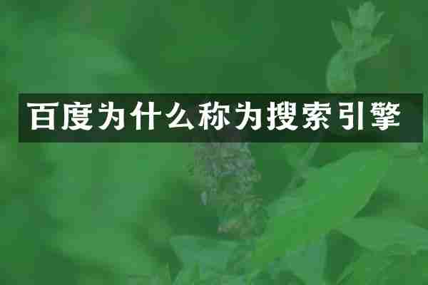 百度为什么称为搜索引擎