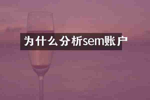 为什么分析sem账户