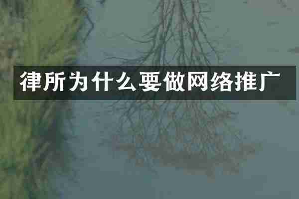 律所为什么要做网络推广