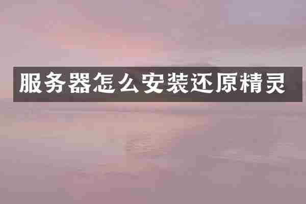 服务器怎么安装还原精灵