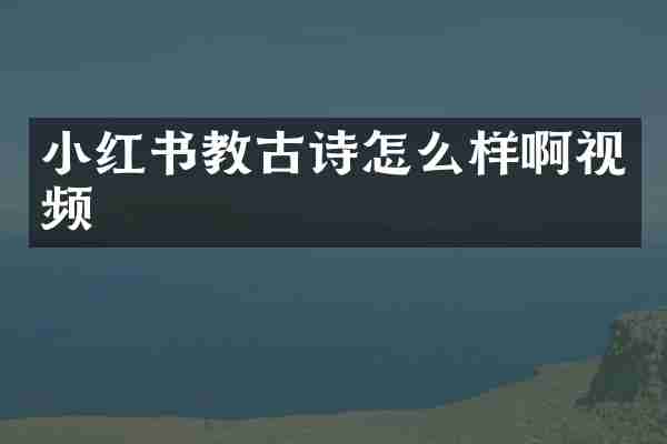 小红书教古诗怎么样啊视频