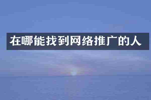 在哪能找到网络推广的人