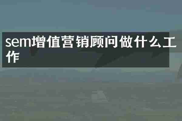 sem增值营销顾问做什么工作