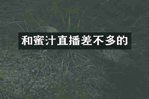 和蜜汁直播差不多的
