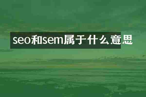 seo和sem属于什么意思