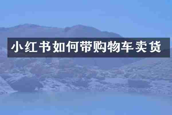 小红书如何带购物车卖货