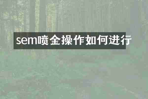 sem喷金操作如何进行
