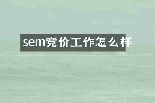 sem竞价工作怎么样