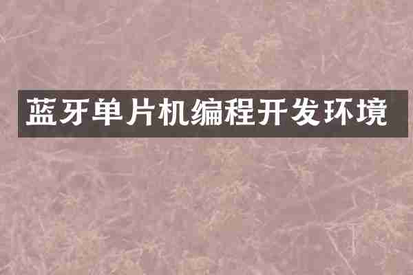 蓝牙单片机编程开发环境