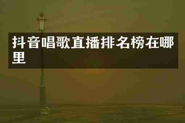 抖音唱歌直播排名榜在哪里