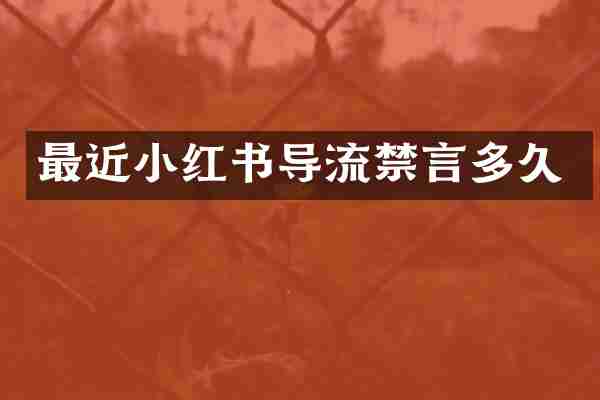 最近小红书导流禁言多久