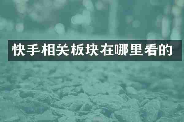 快手相关板块在哪里看的