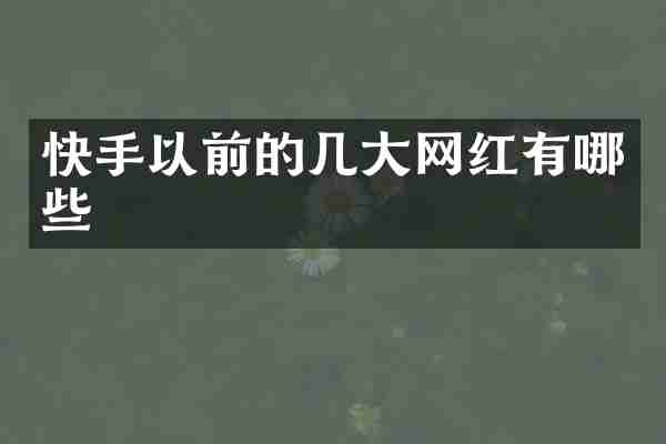 快手以前的几大网红有哪些