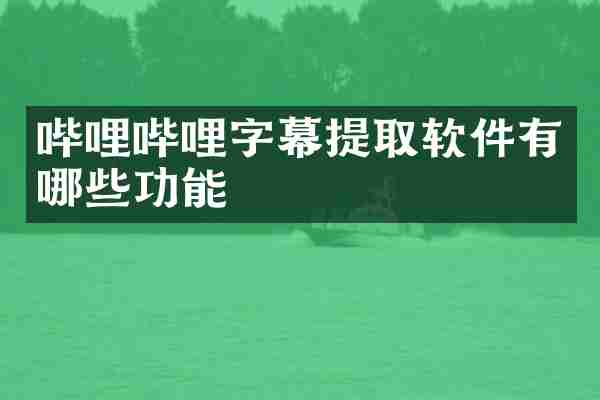哔哩哔哩字幕提取软件有哪些功能