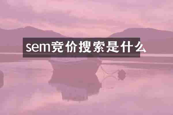 sem竞价搜索是什么
