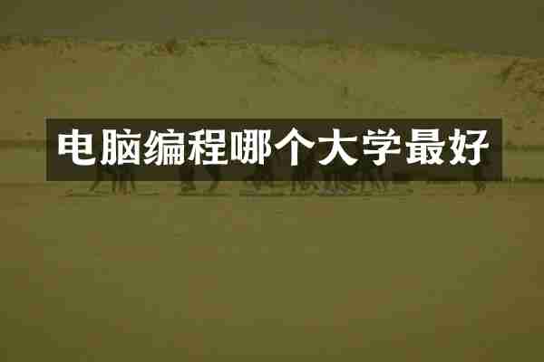 电脑编程哪个大学最好
