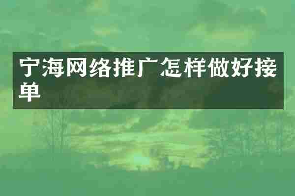 宁海网络推广怎样做好接单