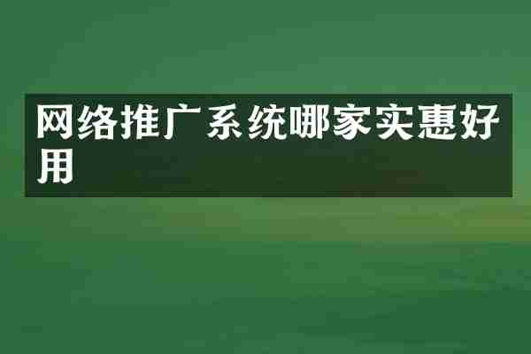 网络推广系统哪家实惠好用