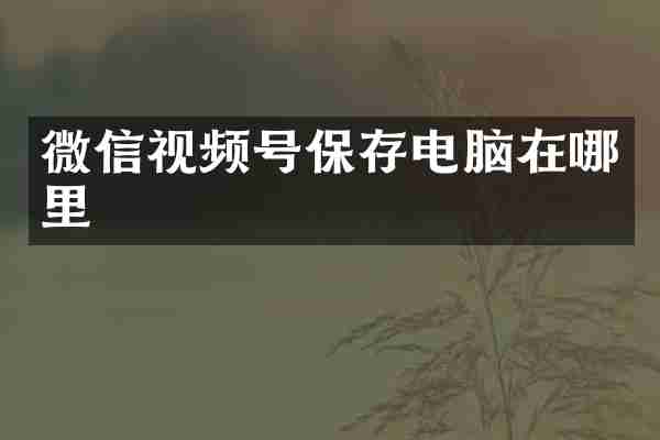 微信视频号保存电脑在哪里