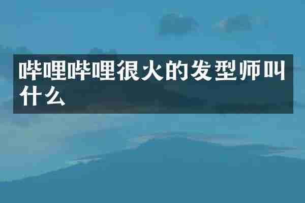 哔哩哔哩很火的发型师叫什么