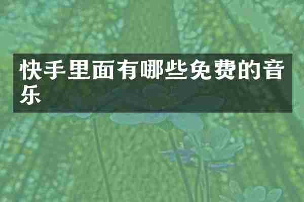 快手里面有哪些免费的音乐