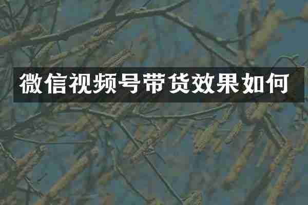 微信视频号带货效果如何