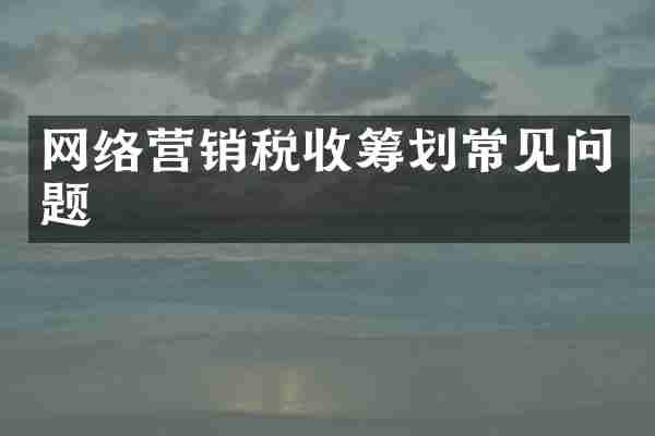 网络营销税收筹划常见问题