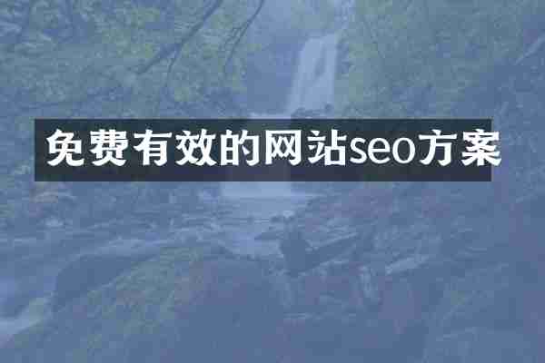 免费有效的网站seo方案