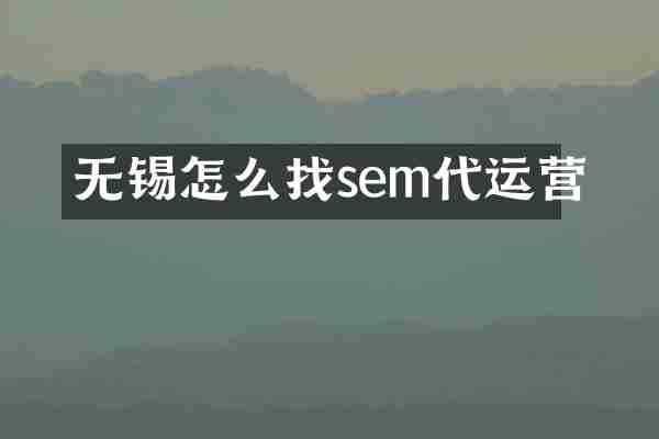 无锡怎么找sem代运营