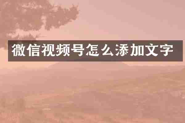 微信视频号怎么添加文字