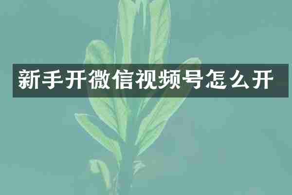 新手开微信视频号怎么开