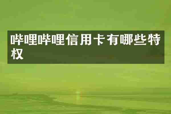 哔哩哔哩信用卡有哪些特权