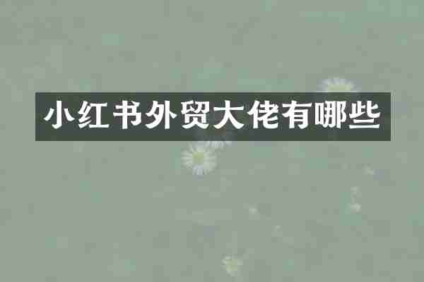 小红书外贸大佬有哪些