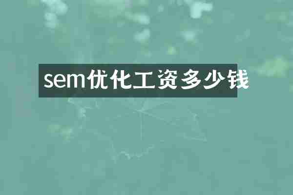 sem优化工资多少钱