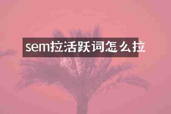 sem拉活跃词怎么拉