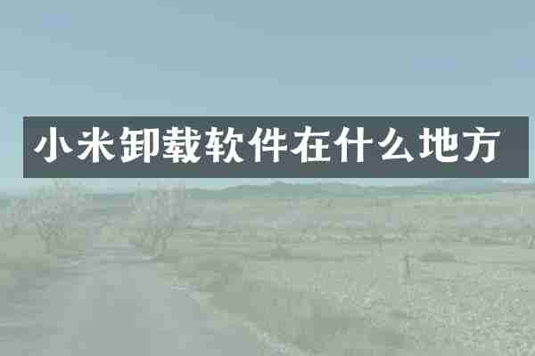 小米卸载软件在什么地方