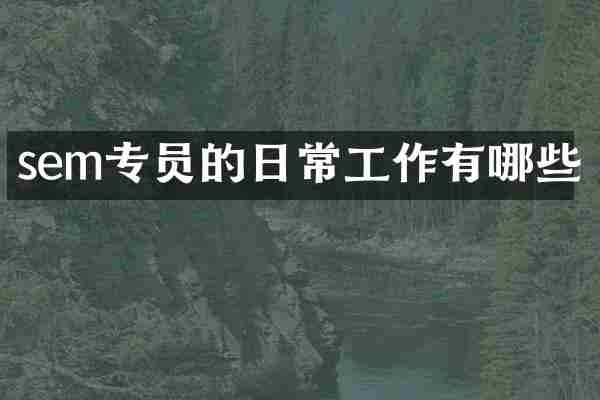 sem专员的日常工作有哪些
