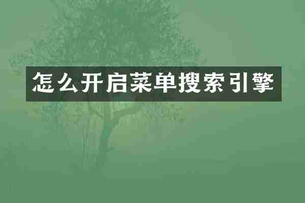 怎么开启菜单搜索引擎
