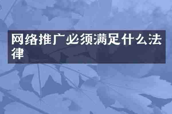 网络推广必须满足什么法律