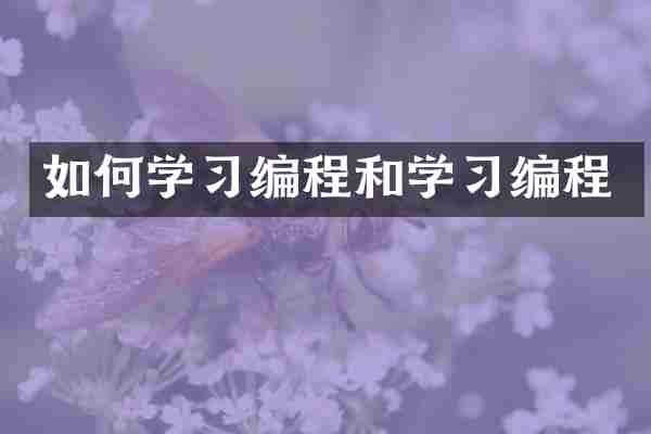 如何学习编程和学习编程