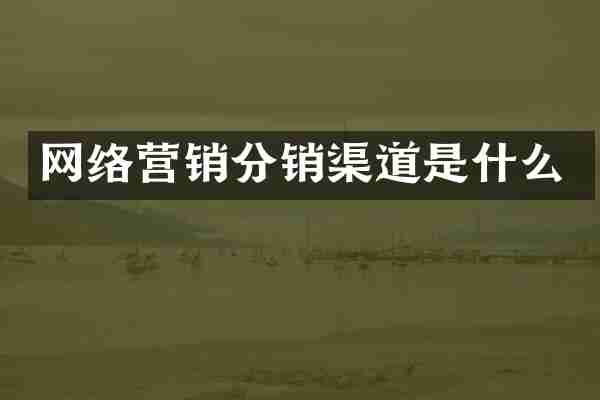 网络营销分销渠道是什么