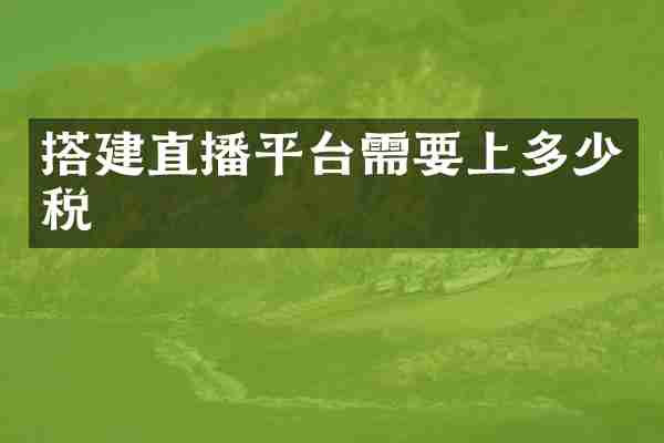 搭建直播平台需要上多少税