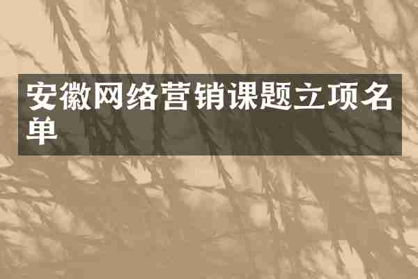 安徽网络营销课题立项名单