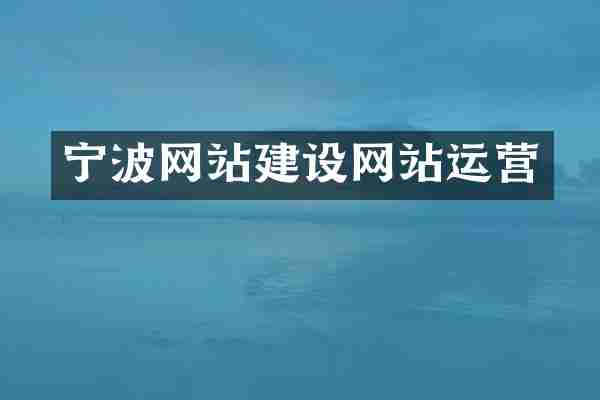 宁波网站建设网站运营