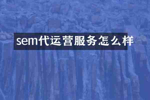 sem代运营服务怎么样