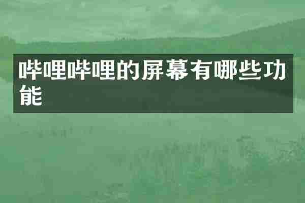 哔哩哔哩的屏幕有哪些功能